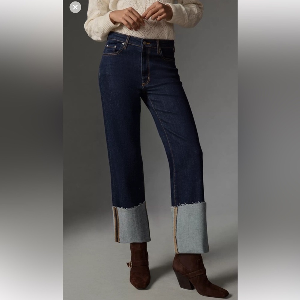 Anthropologie Pilcro and the Letterpress Scotty Cuffed High-Rise Straight Jeans